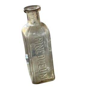 3 Vintage Pineoleum Bottle Antique Glass Co. Pinaud Paris Collectible Apothecary